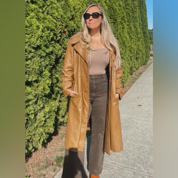 Vintage Jackets & Blazers - COPY - Vintage Stall Leather Trench Coat